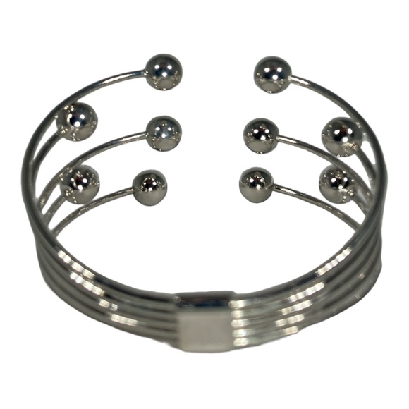 Ball Silver Cuff Bracelet - Picture 2 of 6